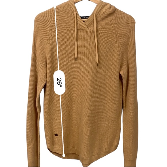 Lauren Ralph Lauren Long Sleeve Waffle Knit Hoodie Women's Size Medium Tan Camel - Picture 6 of 10